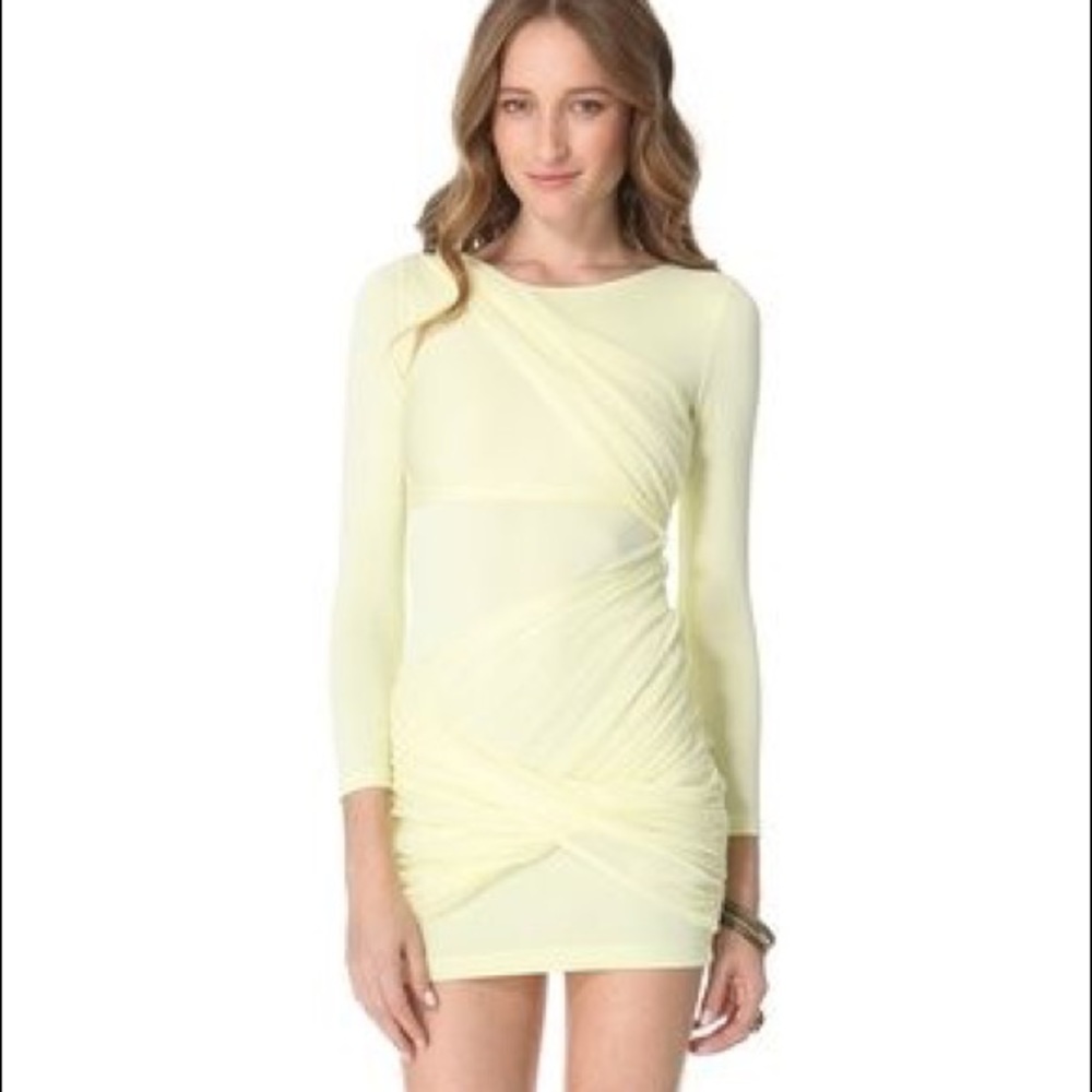 Alice + Olivia Yellow Long Sleeve Mini Dress (M)